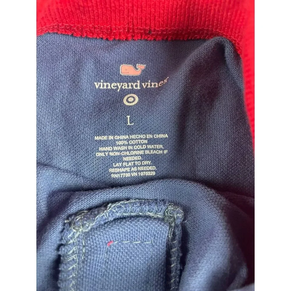 Vineyard Vines For Target Flag Whale Pet Polo Shirt Knit Blue Red Size L NWT